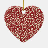 Rood en Crème Bloemen Keramisch Ornament (Achterkant)