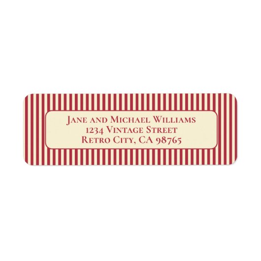  rood en crème eenvoudige streep kerst etiket (Voorkant)