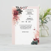 Rood en Crème Elegant Bloemen Bruiloft Kaart (Staand voorkant)