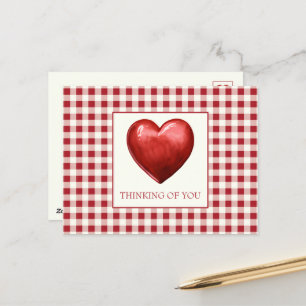  rood en crème gingham met hart briefkaart