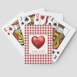  rood en crème gingham met hart pokerkaarten