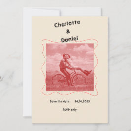 Rood en crème moderne minimalistische leuke retro  kaart