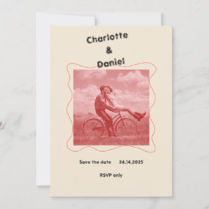 Rood en crème moderne minimalistische leuke retro  kaart