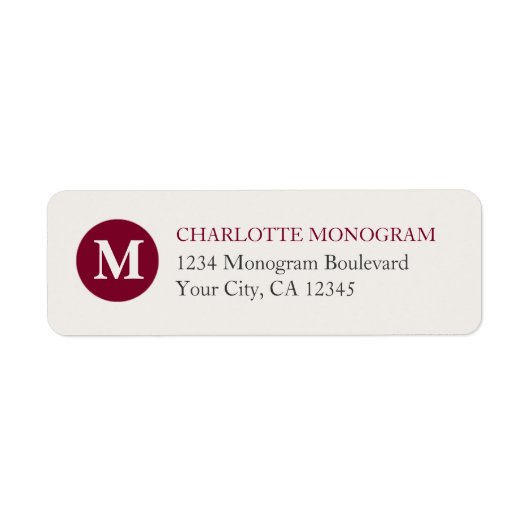 Rood en Crème Monogram Etiket (Voorkant)