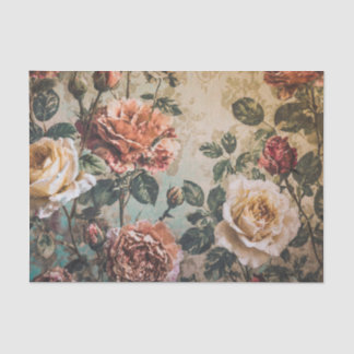 Rood en Crème Rozen Tissue Paper Tissuepapier