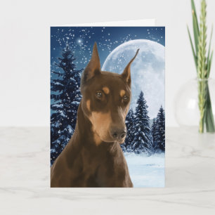 Rood en de Kerstkaart van Doberman van de Roest Feestdagen Kaart