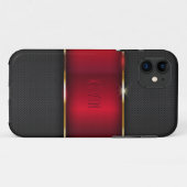 Rood en donkergrijs namaak metaaldesign Case-Mate iPhone case (Achterkant (horizontaal))