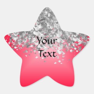 Rood en faux glitter ster sticker