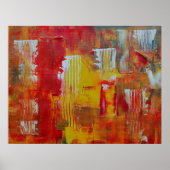 Rood en geel abstract schilderij poster (Voorkant)