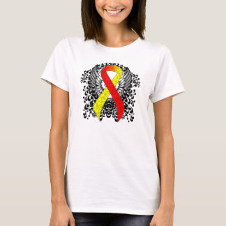 Rood- en Geel Awareness Ribbon met Wings T-shirt