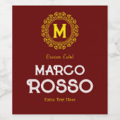 Rood en Geel Custom Edtable Wijn Etiket (Enkel label)