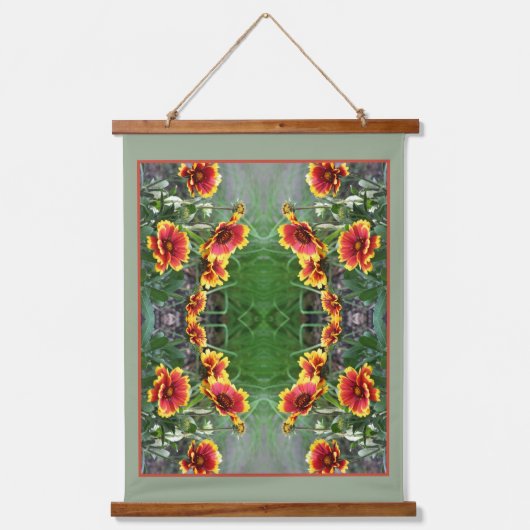Rood en geel Daisy Deken Bloem Abstract Hangend Wandkleed (Voorkant)