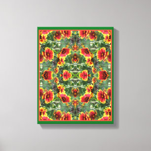 Rood en geel Daisy Flowers Abstract Canvas Afdruk
