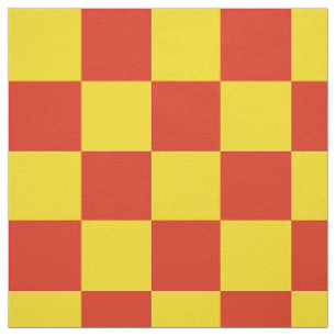 Rood en geel dambordpatroon stof