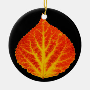 Rood en geel esperen Leaf #10 Keramisch Ornament