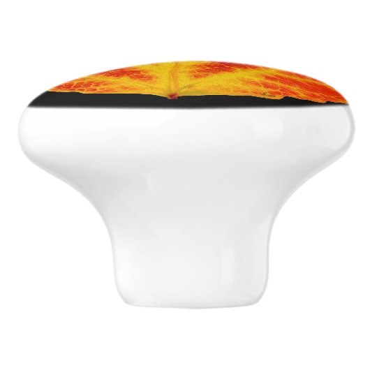Rood en geel esperen Leaf #10 Keramische Knop (Zijkant)