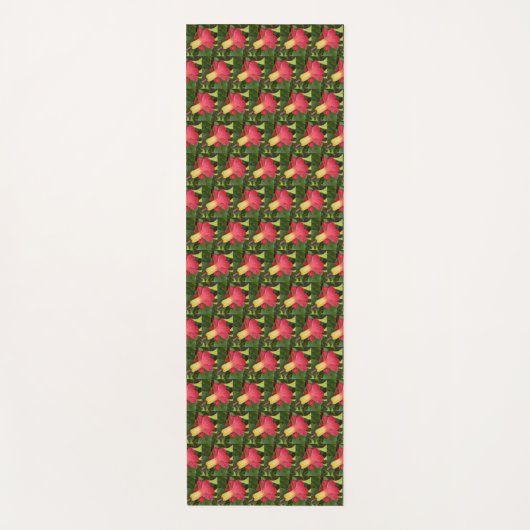 Rood en geel Floral Pattern Yogamat (Voorkant)