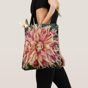 Rood en Geel Gevarieerde Dahlia Bloom Floral Draagtas