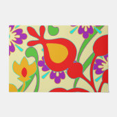 Rood en geel, kleurrijk, modern, Abstract klepdeks Deurmat (Voorkant)