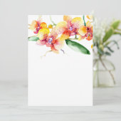 Rood en geel orchideeën Blanken bruiloft Kaart (Staand voorkant)