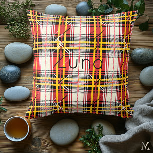 Rood en Geel Plaid Aangepaste Vibrant Tartan Hom Kussen