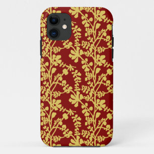 Rood en geel Plant Pattern Bandana iPhone 11 Hoesje