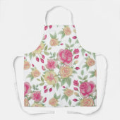  Rood en Geel Rozen Waterverf Patroon | Schort (Voorkant)