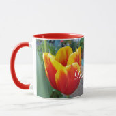 Rood en geel Tulp florale Tuin Womans Naam Mok (Links)