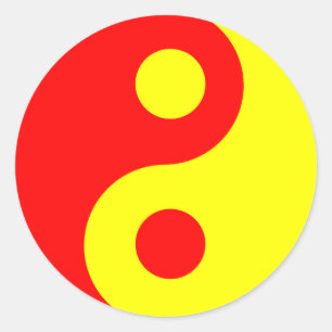 Rood en Geel Yin Yang Symbool Ronde Sticker