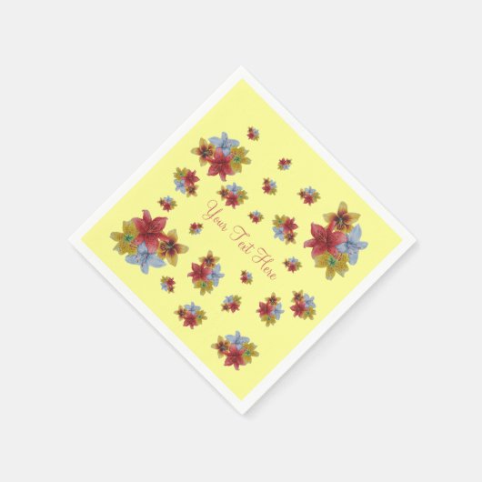 Rood- en gele Lily-bloemen bloem Servetten (Hoek)