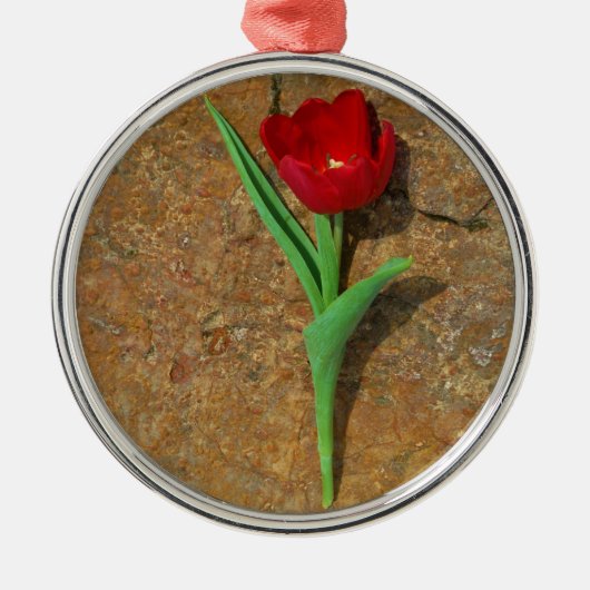 Rood- en gele Tulp Metalen Ornament (Voorkant)