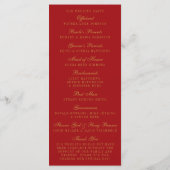 Rood- en Glam Gold Confetti Wedding Program Programma (Achterkant)