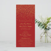 Rood- en Glam Gold Confetti Wedding Program Programma (Staand voorkant)