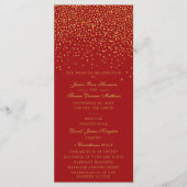 Rood- en Glam Gold Confetti Wedding Program Programma (Voorkant)
