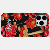 Rood en Gold Abstract ontwerp met aangepaste naam Case-Mate iPhone Case (Achterkant (horizontaal))