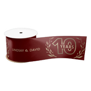 Rood en goud 10e jaar Jubileum Satin Ribbon Lint