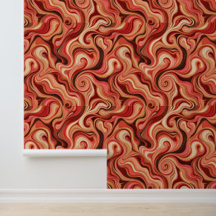 Rood en Goud Abstract wervelpatroon Behang