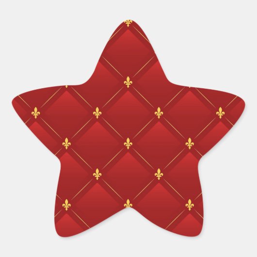 Rood en goud Art Nouveau patroon Ster Sticker (Voorkant)