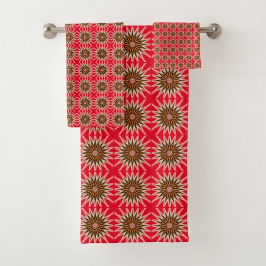 Rood en goud bad handdoek (Insitu)