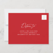 Rood en goud bamboe vertrekt Moderne Zen Asian Wed RSVP Kaartje (Achterkant)