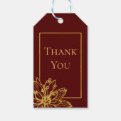 Rood en Goud Bloemen Huwelijksgunst Dank u Cadeaulabel (Voorkant)