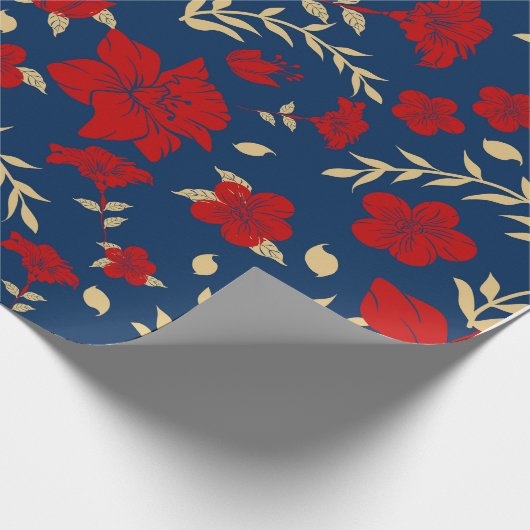 Rood en Goud Bloemen Wrapping Papier (Hoek)