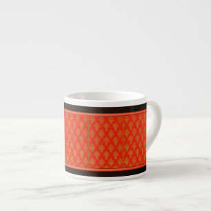 Rood en goud bloemmotief espresso kop