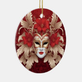 Rood en goud carnaval masker keramisch ornament (Rechts)