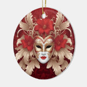 Rood en goud carnaval masker keramisch ornament (Links)