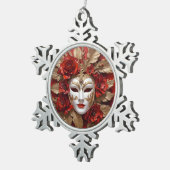 Rood en goud carnaval masker tin sneeuwvlok ornament (Rechts)
