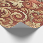 rood en goud Damask Pattern Cadeaupapier (Hoek)