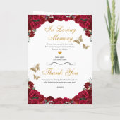 Rood en goud Floral Quinceanera Tiara Butterflies Programma (Achterkant)