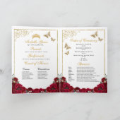 Rood en goud Floral Quinceanera Tiara Butterflies Programma (Binnen)