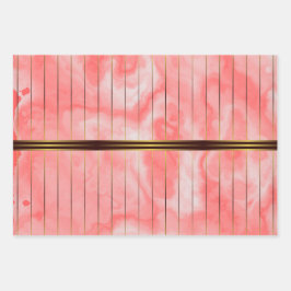 Rood en Goud Geometrische Strepen Roze Marmer Inpakpapier Vel